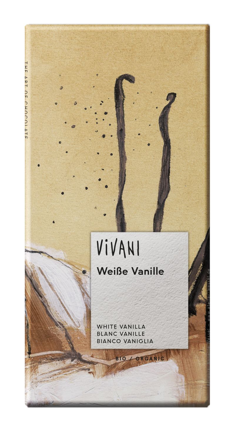 Hvit sjokolade m/vanilje - 80 g - økologisk - Vivani
