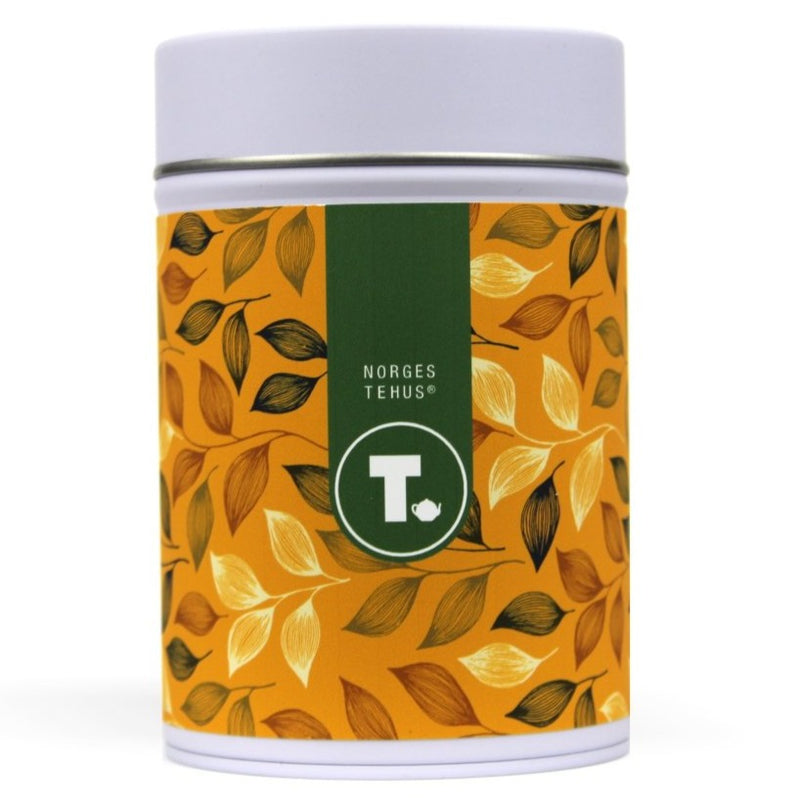 Liten boks til te med gul dekor (0.6 liter)