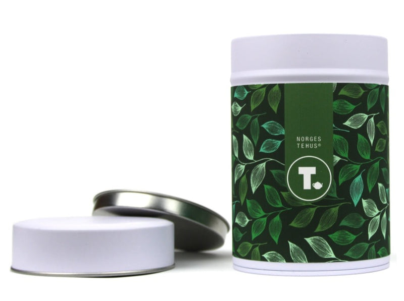 Liten boks til te med grønn dekor (0.6 liter)