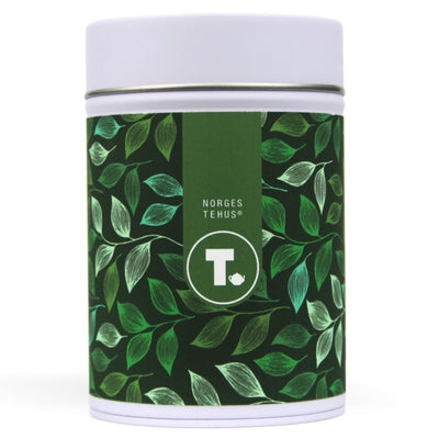 Liten boks til te med grønn dekor (0.6 liter)