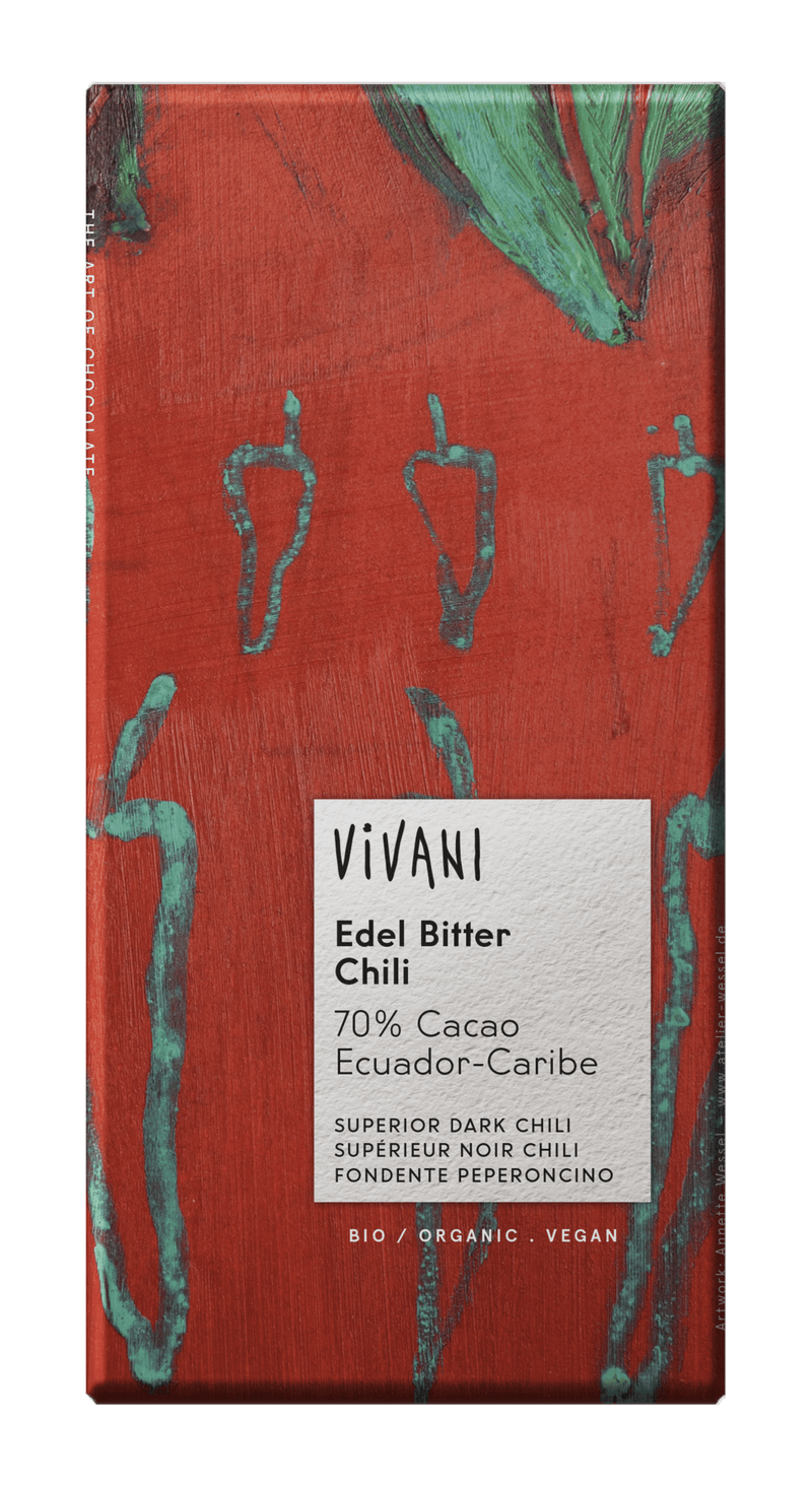 Dark chocolate w/chili - 100g - organic - Vivani